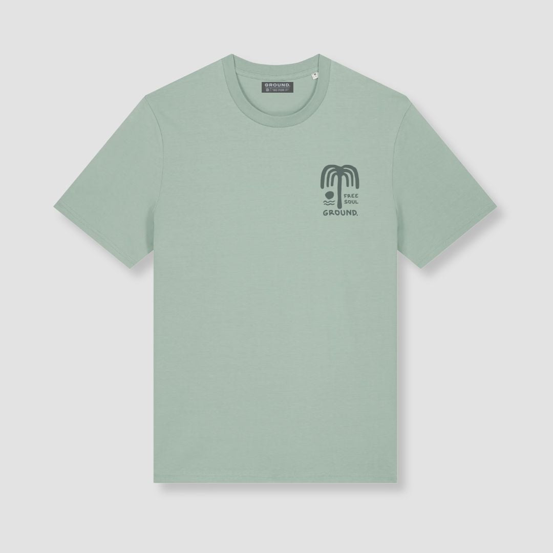 casmiseta palm color verde marca ground. frontal